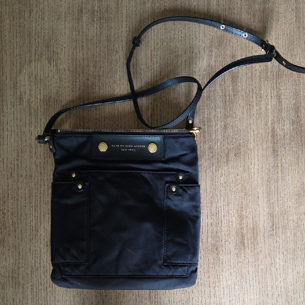 Marc Jacobs Black Nylon Crossbody with Gold Details
